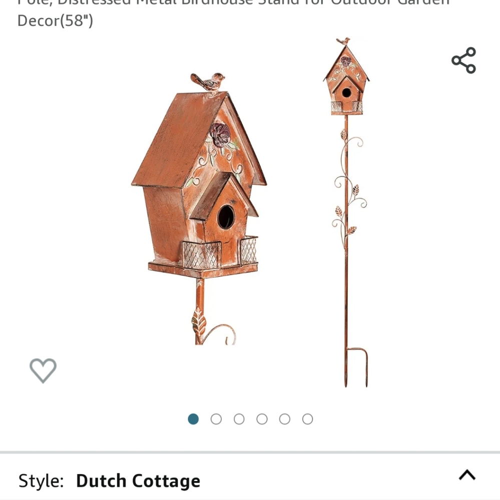 New MOCOME Dutch Cottage Bird House Stakes for Outside/Pole, Garden Decor (58")